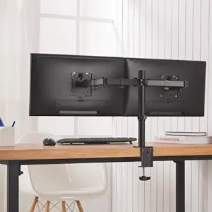 LUMI Double Joint Articulating Height Adjustable Steel Monitor Arm for Supporting 2 Monitors Upto 32 Inches and Vesa Support Upto 100x100 m and Weight Capacity of 8 Kg per Monitor for Stand