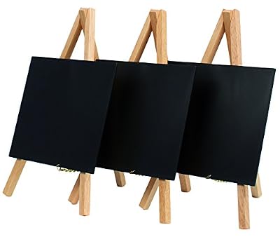 Securit - Mini tableau à craie sur chevalet - Finition laquée - Naturel - Lot de 3
