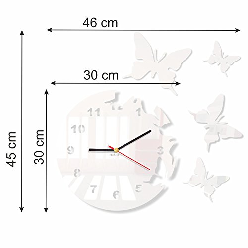 SCHMETTERLINGE moderne Wanduhr Weiß - 3
