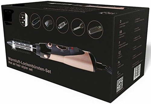MultiGlam Warmluft Lockenbürste / Stylingbürste mit IONen Technologie, Glättungsbürste mit 1000W, 6 Aufsätze ( Glätteisen, Lockenstab, Warmluftbürste, Haartrockner, Airstyler), inkl. Abkühlfunktion, rosegold - 3
