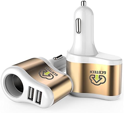 Gcbtech quick charge car charger, 12 V/24 V car cigarette lighter splitter with 15 W dual 2 port USB car charger for iPhone, Android mobile phone, tablets and GPS Sat navigation etc.