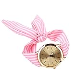 Babysbreath17 Frauen Pastoral gestreiftes Tuch-Bügel-Quarz-Uhr-Dame-Mädchen-Analog Dial Armbanduhr Geschenke 2