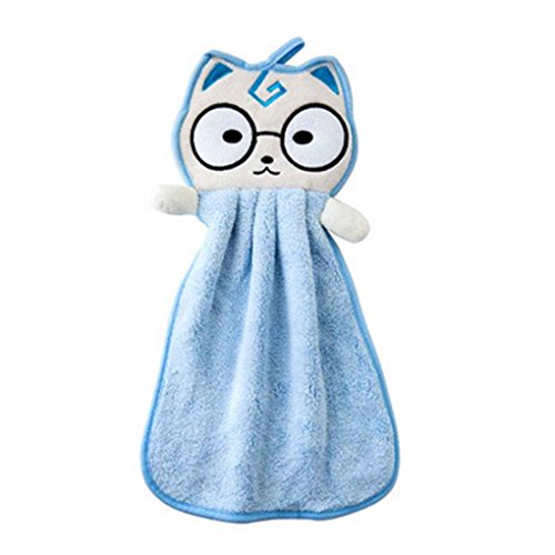 Preisvergleich Produktbild Providethebest Baby Kitty Hanging Handtuch Cartoon Handkerchief Küche Newborn Waschlappen Badezimmer Katze-Auto-Reinigungstuch Dish Wash Handtuch Blau