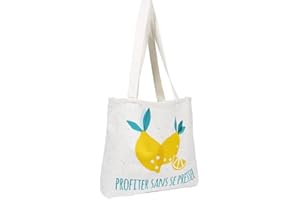 DRAEGER PARIS 1886 Draeger Paris – Tote Bag Limoni "Profiter (in francese) – Leggero, resistente, interno spazioso, in cotone 100% – Tracolla solida e confortevole – Borsa shopper riutilizzabile