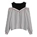 Produktbild Damen Langarm Sweatshirt Blusen Auslaufende Schulter Casual Tops Pullovers Von QinMM (M, Grau)