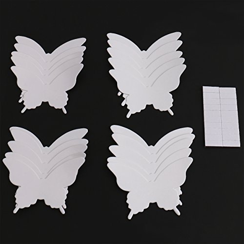 Luxbon 100er Set 3D Schmetterlinge Kinderzimmer Wandtattoo Wanddekoration Wandaufkleber Sticker zum Kleben Weiß - 3