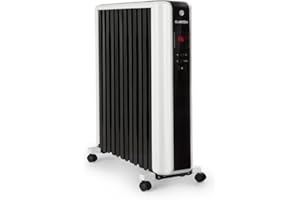 Klarstein Radiateur Electrique Mobile, Radiateur à Bain d'Huile à Faible Consommation d'Energie et Silencieux, 2.5kw, Chauffage Electrique avec Thermostat, Télécommande, Chauffage d'Appoint Portable