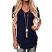Produktbild Damen Shirt, VENMO Damen Sommershirt Beiläufig Kurzarmshirt Niedlich Tees T-Shirt Bluse Sommertop Tops Oberteil Lose Hemd Locker Bluse Kurzarm V-Ausschnitt Unregelmäßig Saum locker lässig T-Shirt Tops (Navy, S(Asian S=EU XS))