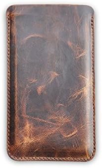 ANTIQUE BROWN IPHONE 5S, 6, 6S, 7 OR 6 PLUS, 6S PLUS, 7 PLUS, 8, 8 PLUS, X, 10 LEATHER AND WOOL FELT PHONE CASE
