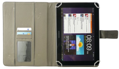 Emartbuy® Schwarz Eingabestift + Universalbereich ( 8 – 9 Zoll ) Schwarz Distressed PU Leather Multi Winkel Folio Executive Hülle Schutzhülle Case Cover Wallet mit Kartensteckplätze geeignet für Gigaset QV830 8 Zoll Tablet - 5