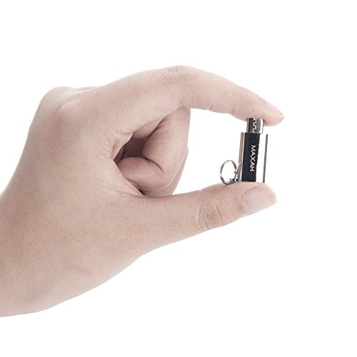 Micro USB auf TYPE C Adapter,MAXAH Type C Konverter Adapter Aluminium-Legierung Gehäuse,mit Schlüsselring 2er Set (Silber) - 5