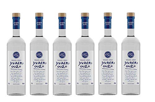 6x700ml Ouzo Jivaeri Katsaros 40% im Set - griechischer Traditions Trester-Brand Anis Schnaps 3er Set + 2x Probiersachet Olivenöl 10ml oder 2x Frappe 2g
