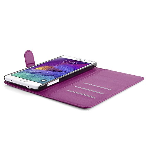 Cadorabo – Book Style Hülle für Samsung Galaxy NOTE 4 – Case Cover Schutzhülle Etui Tasche mit Standfunktion und Kartenfach in MANGAN-VIOLETT - 4