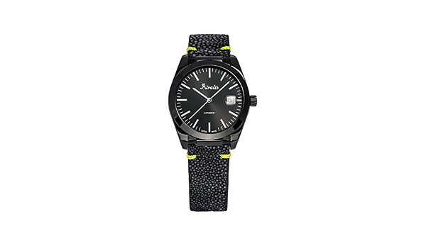 Rivalis Black Magic - Orologio da polso uomo con cinturino in  pelle,meccanismo automatico svizzero,vetro zaffiro alta resistenza (Giallo)  : Amazon.it: Orologi