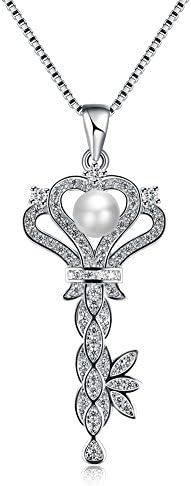 Silver Plated Jewelry Crown Key Pendant Necklace for Girl &amp;Women