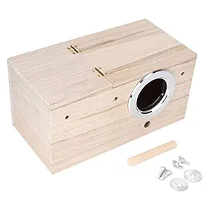 Fdit Durable Wooden Birds Nest Natural Bird House Cockatiels Bird Breeding Box for Dove Sparrow Small Animal