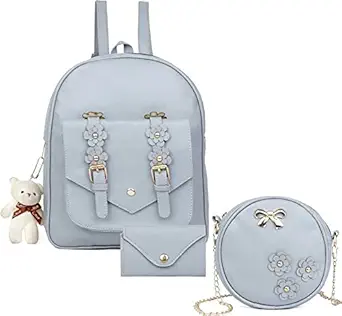 Smart Choice Fashion Girls 3-PCS Backpack for Women and girls (Grey)