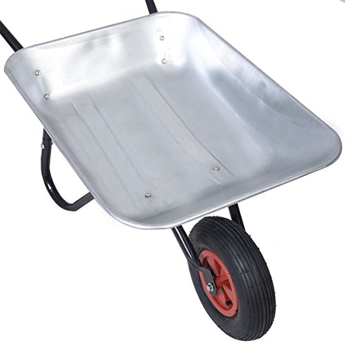 Schubkarre Bauschubkarre Baukarre Gartenkarre Karre Transportkarre verzinkt (Silber) - 4