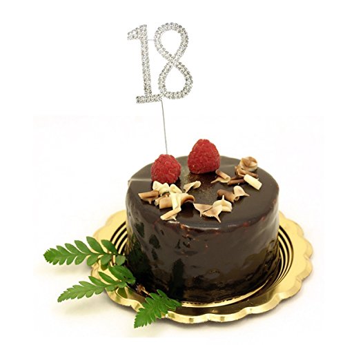 ULTNICE Geburtstag Kuchen Spitzenwerken Rhinstone Deko Cake Topper für 18 Hochzeit Jubiläum Geburtstag feiern - 6