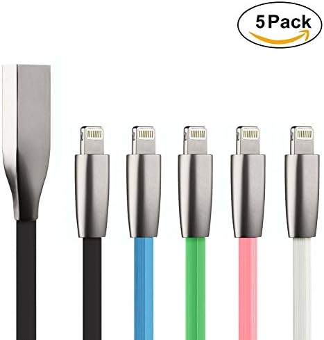 Lightning Cable, Pasway [5 Pack] 1M Zinc Alloy Tangle-Free 8 Pin Apple Charging Charger &amp; Sync Cable, 2.1A Lightning to USB Cable for iPhone X / 8 / 8 Plus / 7 / 7 Plus / 6 / 6 Plus / 5S / iPad (1M)