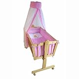 Komplette Babywiege Babybett Stubenwagen Schaukelwiege Wiege Babybett rosa 51365-03