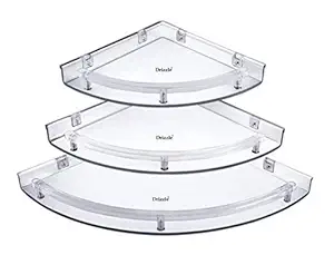 Drizzle Bathroom Corner Shelf Super Clear, Corner Shelves Unbreakable - One Set (3 Pieces)