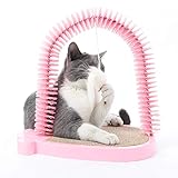 Quita la piel floja BABYS\'q Juguete de Auto-Aseo y Masaje para Gatos, Puerta arqueada para Mascotas con rasguño de Garra y Juguete para ratón, Elimina Pieles Sueltas 35X24X35cm,Pink