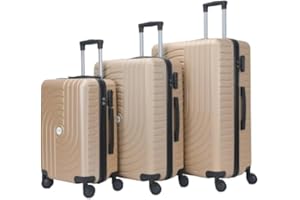 HOMEROKK PARIS Lot de 3 Valises 20"/24"/28" I Coque Rigide en ABS I Serrure à Code I 4 Roues à 360° I (Champagne)