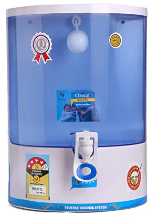 Ozean Pure+ RO+Mineral 10 LTR Water Purifier with Full Kit (Black) (Blue)