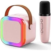 Mini Kablosuz Bluetooth Karaoke Hoparl&ouml;r Kareoke Makinesi &Ccedil;ocuklar İ&ccedil;in Evde Karaoke Seti (Pembe)