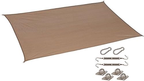 California Sun Shade Shade Sail Kit Rectangle 10ft x 8ft Walnut