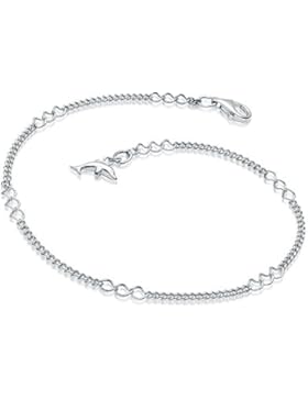 MATERIA Figaro-Panzer Armband / Fußkettchen Silber 925 mit Delfin Anhänger längenverstellbar + Box #SA-35