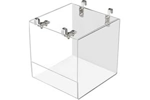 QX-Pet Supplies Cube Bird Bathtub Acrylic Bird Bath Shower Box Bowl with Stainless Steel Hooks No-Leakage Hanging in Cage for Little Bird Canary Budgerigar Parrots Crested Myna Cockatiel Lovebird