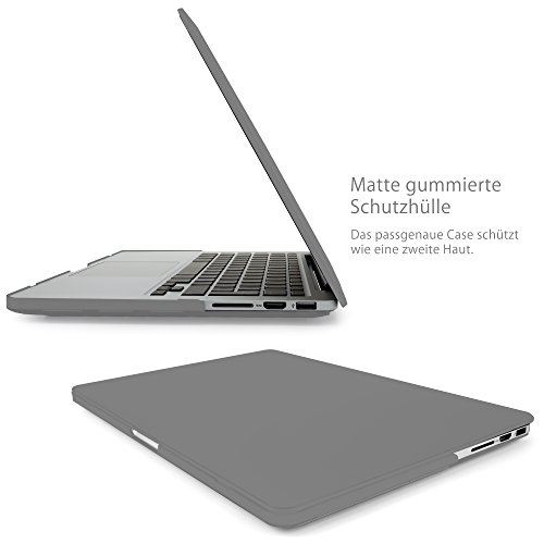 MyGadget MacBook Pro Retina 13 Zoll *Gummi* Case – Model Ende ´12 – Mitte ´16 (A1502 / A1425) Plastik Mac Hülle Schutzhülle Hartschale Cover (Grau) - 4