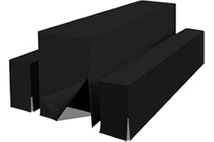 Teruntrue Bierzeltgarnitur Set 3tlg. wasserdichte Hussen mit Schlitz unten für Bierzeltgarnitur 220 x 50cm – 1 Husse Biertisch + 2 Bierbank in Schwarz - Biertischhusse Bierbankhusse – Schwarz