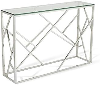 Morris Living Ultra Modern Glass Top Console/Hall Table - Stainless Steel Base - Kiara