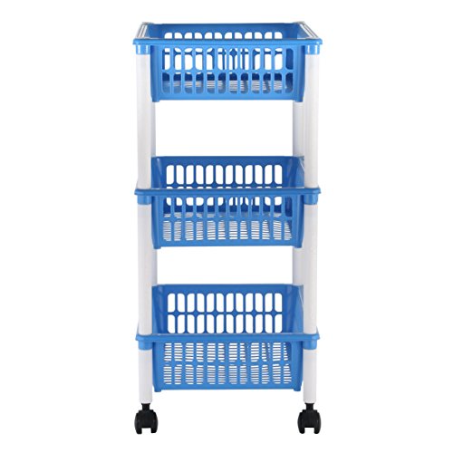 axentia Rollwagen – Allzweckwagen für Büro, Küche & Bad – Rollregal aus Kunststoff- Küchenwagen mit 3 Körben – Nischenregal modern – Korbregal platzsparend, keine Farbauswahl möglich - 4