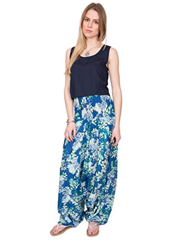 Cotton Printed Maxi 2 in 1 Harem Trouser Jumpsuit Floral & Fern Print