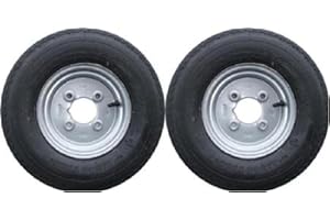LEISURE MART A pair of 4.80/4.00 x 8 inch trailer wheels and tyres with 6 ply tyre and 4 inch PCD (NOT SUITABLE FOR ERDE TRAILERS) Pt no. LMX1597 PLEASE DO NOT BUY UNTIL YOU HAVE CHECKED YOUR PCD