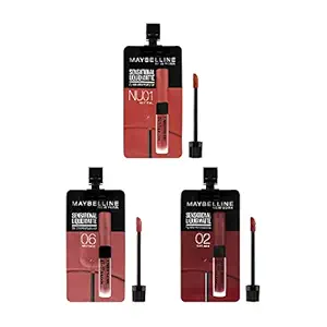 Maybelline New York Lipstick 02-Soft Wine, 06-Best Babe, NU 01-Bare it All (Matte)