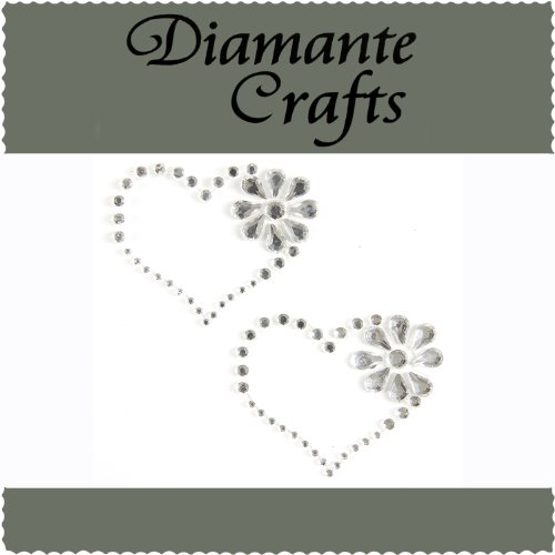 2 Clear Diamante Heart & Flower Vajazzle Rhinestone Gems - created exclusively for Diamante Crafts