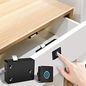 Smart Electronic Cabinet Drawer Lock, Fingerprint Lock for Wooden Furniture Drawer Cabinet Shelf Cupboard Locker Door, Home & Office Biometric Lock Child Proof, Keyless and No RFID Card