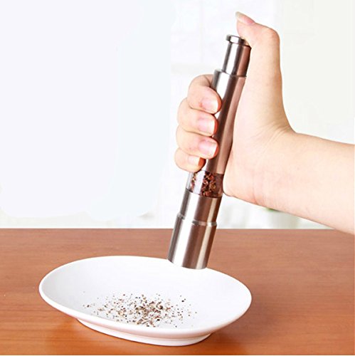 Glagie Pfeffermühle Salz und Pfefferstreuer Gewürzmühle 2er Set aus Edelstahl mit Einstellbarem Keramikmahlwerk und Sichtfenster Silber - 2