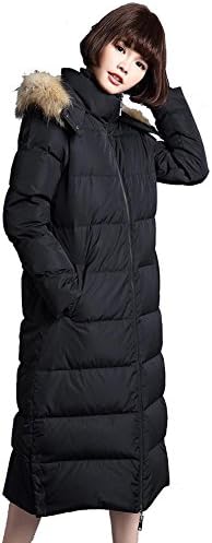 Women'S Thickened Down Jacket Removable Hat Plush Collar Long Slim Outwear Warm Zipper Button Coats . Black . M