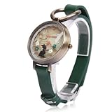 Easy Go Shopping Retro Hase 3D Zifferblatt rund PU Band Quarz, grün