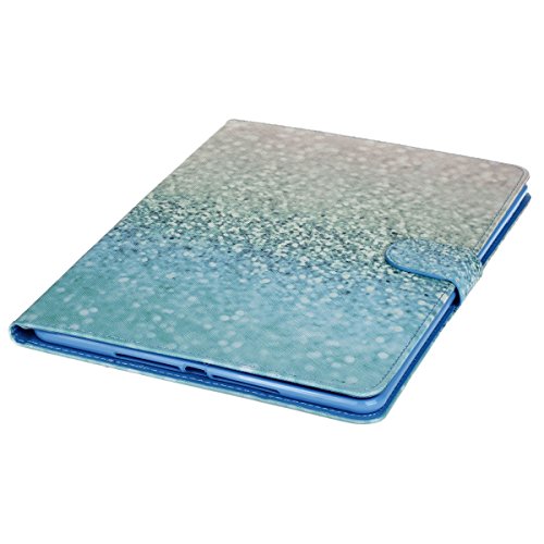 Etsue für iPad Air 2/iPad 6 Silber Grün Strand Sand Ledertasche Case Hülle, Bunte Retro Painted Smart Cover Case Flip Case Tasche Leder Hülle Folio Wallet Etui Schale Schutzhüllen mit Ständer Magnetic Kartenfächer für iPad Air 2/iPad 6 + 1x Glitzer Staub Stecker + 1x Blau Eingabestift- Beach Sand - 4