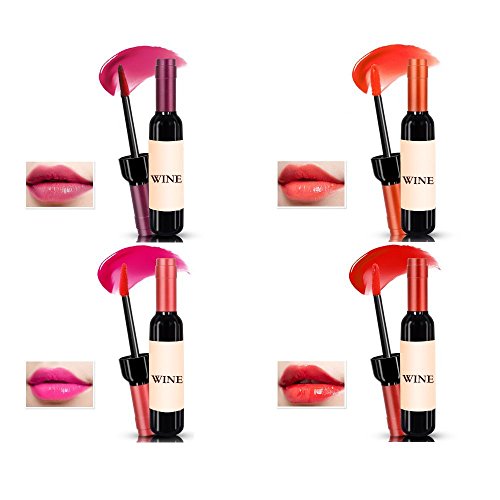 mlmsy 6 PCS Rot Wein Flasche Style Lip Gloss Tint Set Wasserdicht Langlebig gebeizt Glasur Lipgloss Tolles Geschenk, 6 Color - 5