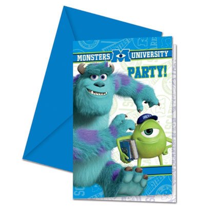 Monsters Inc Monsters University Party Invitations x 6