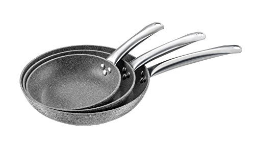 Pradel Excellence - 32003I - Lot de 3 Poêles Effet "Granit" avec Manche Inox Fixe