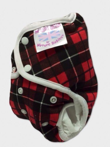 Pocket Nappy - Little Britain - British Made Cloth Nappy - Poppered (Red Tartan)